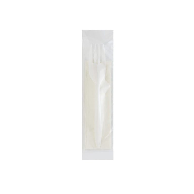 Medium PP Fork Straw Napkin 8x10 White (1000 per Case)