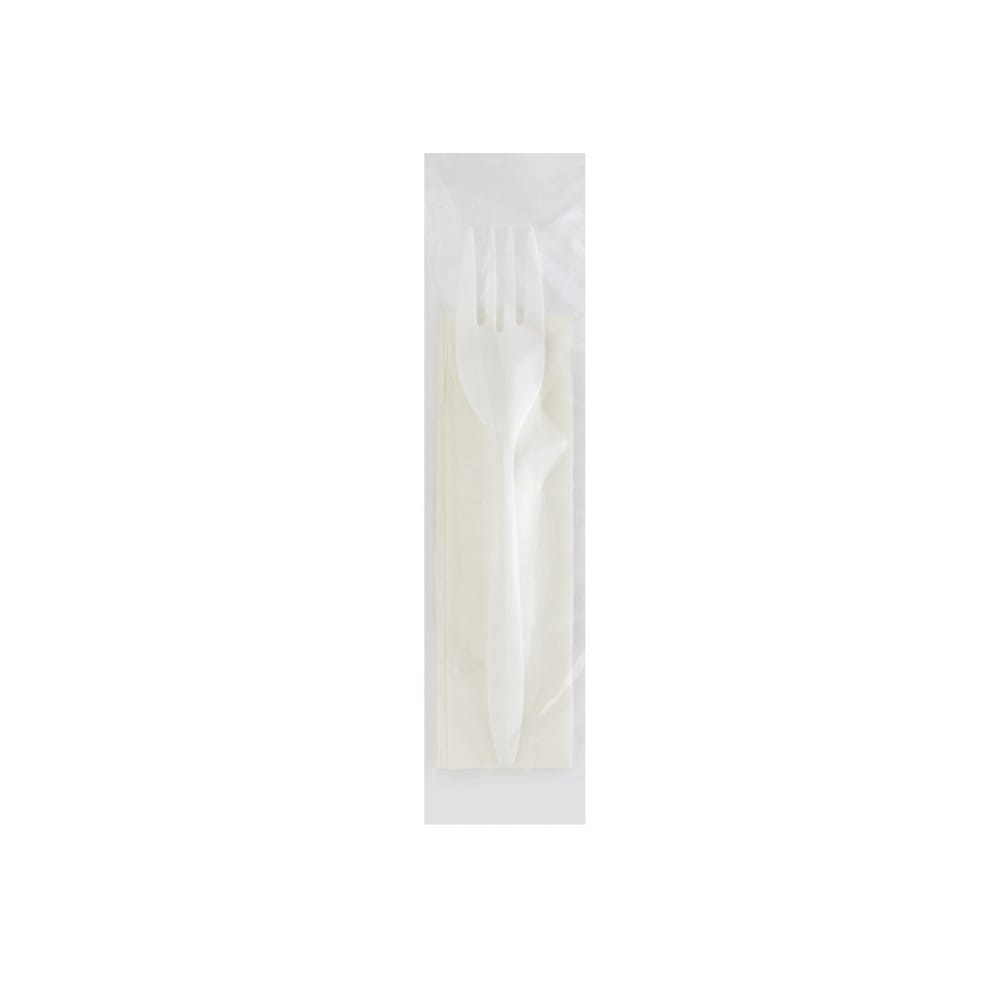 Medium PP Fork Straw Napkin 8x10 White (1000 per Case)