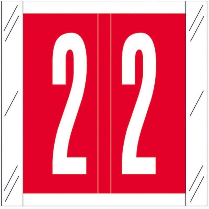 Tabbies Compatible "2" Numeric Labels, 100# Laminated Stock, 1-1/2" X 1-1/2" Individual Numbers - Roll of 500