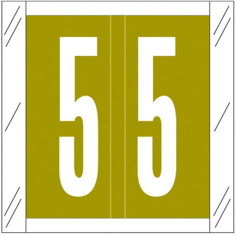 Tabbies Compatible "5" Numeric Labels, 100# Laminated Stock, 1-1/2" X 1-1/2" Individual Numbers - Roll of 500