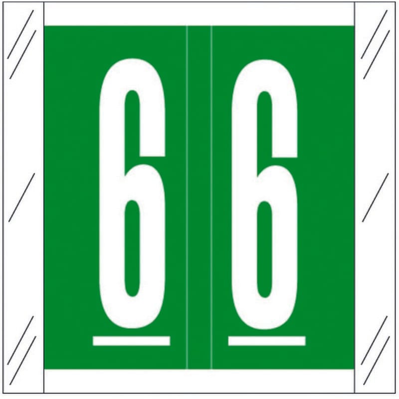Tabbies Compatible "6" Numeric Labels, 100# Laminated Stock, 1-1/2" X 1-1/2" Individual Numbers - Roll of 500