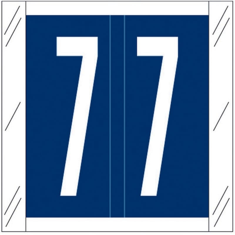 Tabbies Compatible "7" Numeric Labels, 100# Laminated Stock, 1-1/2" X 1-1/2" Individual Numbers - Roll of 500