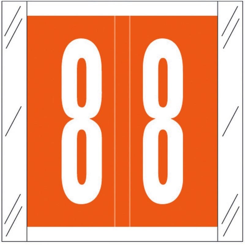 Tabbies Compatible "8" Numeric Labels, 100# Laminated Stock, 1-1/2" X 1-1/2" Individual Numbers - Roll of 500