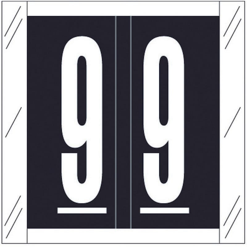 Tabbies Compatible "9" Numeric Labels, 100# Laminated Stock, 1-1/2" X 1-1/2" Individual Numbers - Roll of 500