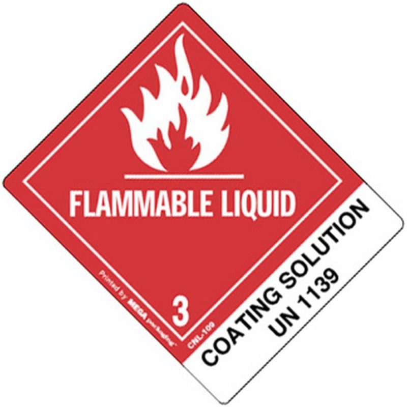 4" x 4-3/4" Flammable Liquid - Coating Solution UN1139 Labels (500 per Roll)