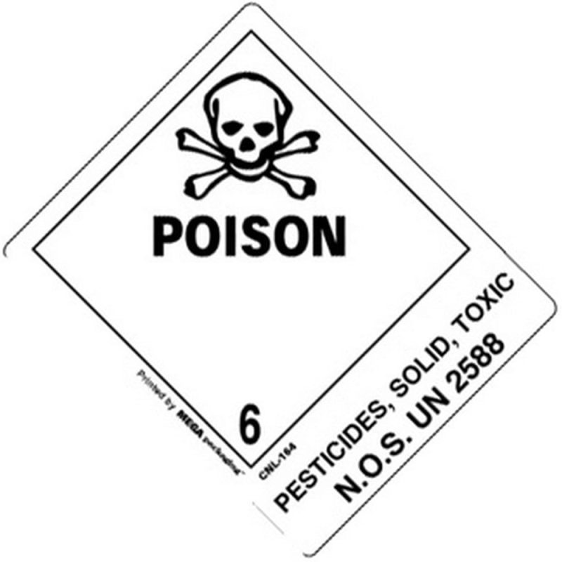 4" x 4-3/4" Poison - Pesticides, Solid, Toxic, N.O.S. UN2588 Labels (500 per Roll)