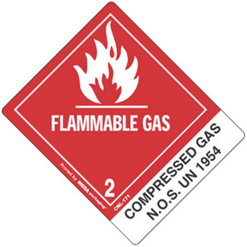 4" x 4-3/4" Flammable Gas - Compressed Gases, Flammable, N.O.S. UN1954 Labels (500 per Roll)