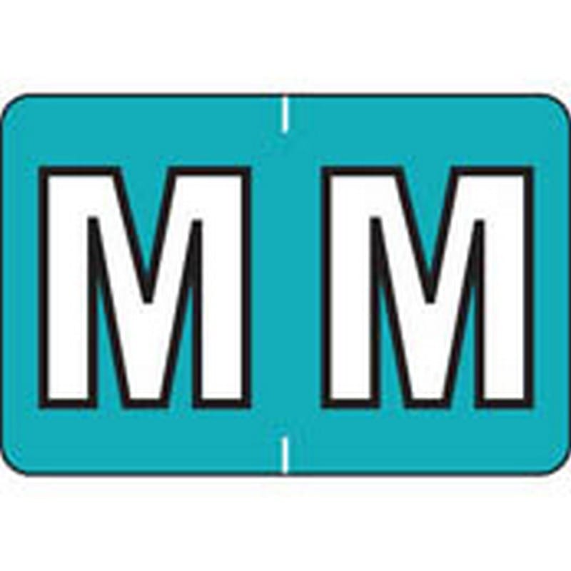 Colwell Compatible Alpha "M" Labels, Polylaminated Stock, 1" X 1-1/2" Individual Letters - Roll of 500