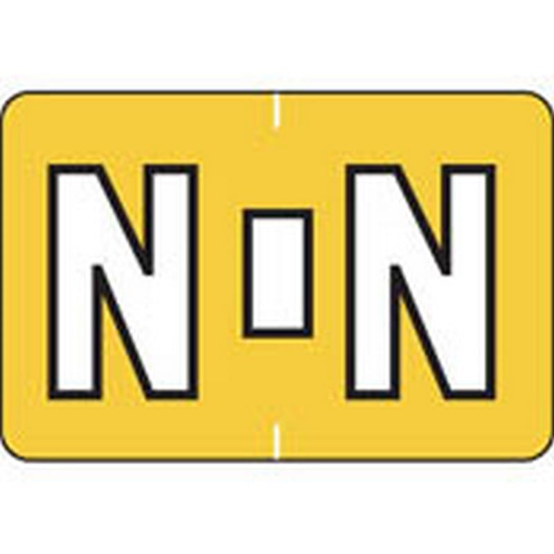 Colwell Compatible Alpha "N" Labels, Polylaminated Stock, 1" X 1-1/2" Individual Letters - Roll of 500