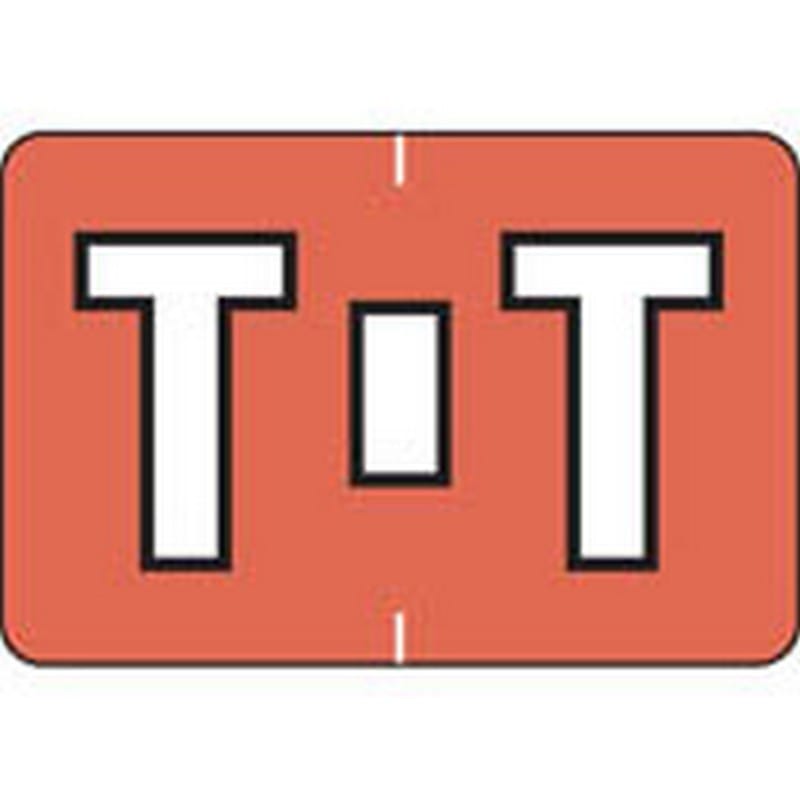 Colwell Compatible Alpha "T" Labels, Polylaminated Stock, 1" X 1-1/2" Individual Letters - Roll of 500