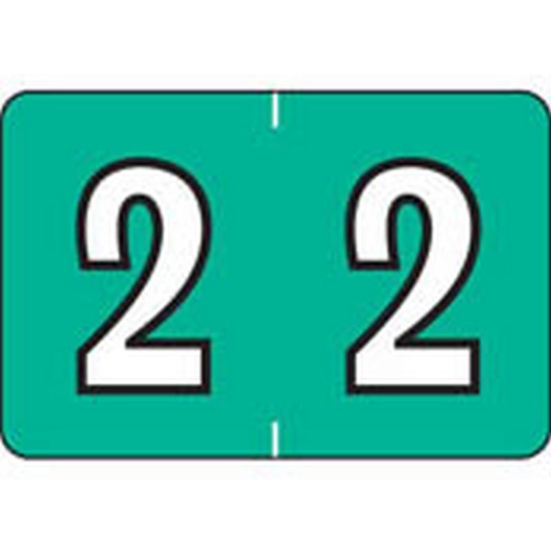 Colwell Compatible Numeric "2" Labels, Polylaminated Stock, 1" X 1-1/2" Individual Numbers - Roll of 500