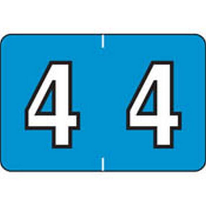 Colwell Compatible Numeric "4" Labels, Polylaminated Stock, 1" X 1-1/2" Individual Numbers - Roll of 500