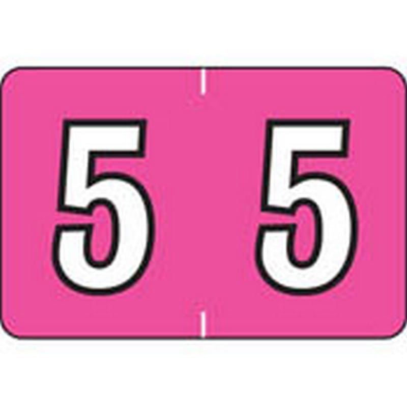 Colwell Compatible Numeric "5" Labels, Polylaminated Stock, 1" X 1-1/2" Individual Numbers - Roll of 500