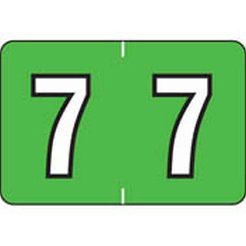 Colwell Compatible Numeric "7" Labels, Polylaminated Stock, 1" X 1-1/2" Individual Numbers - Roll of 500