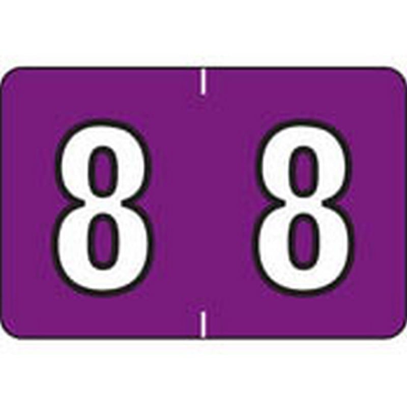 Colwell Compatible Numeric "8" Labels, Polylaminated Stock, 1" X 1-1/2" Individual Numbers - Roll of 500