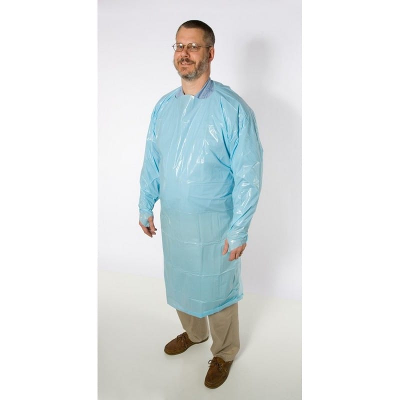 Large, Chlorinated Polyethylene Coat/Apron, Die Cut Ties w/ Thumbhole (100 Per Case) - Image 3
