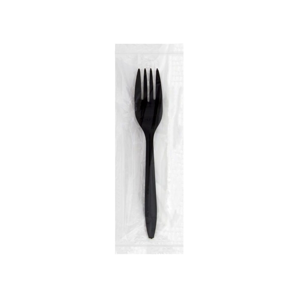 Heavy Weight Polypropylene Individually Wrapped Fork, Black (1000 per Case)