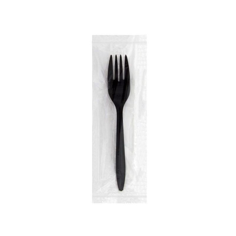 Medium PP Individually Wrapped Fork, Black (250 per Bag, 4 Bags per Case)
