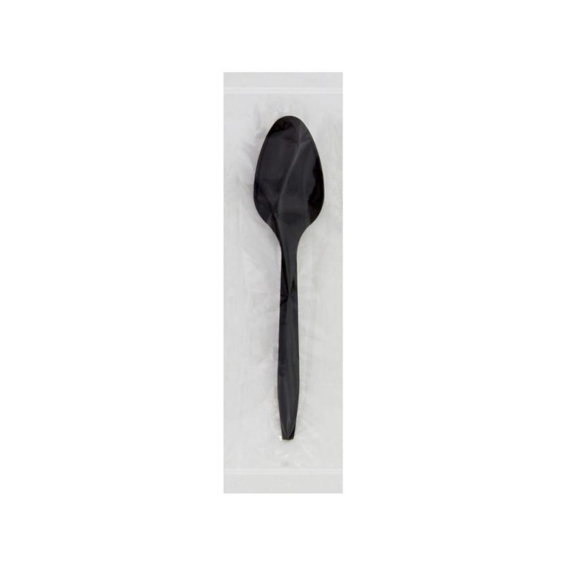Medium PP Individually Wrapped Teaspoon, Black (250 per Bag, 4 Bags per Case)