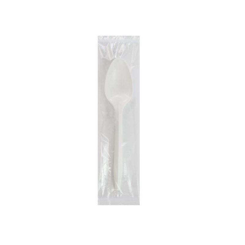Medium PP Individually Wrapped Teaspoon, White (250 per Bag, 4 Bags per Case)