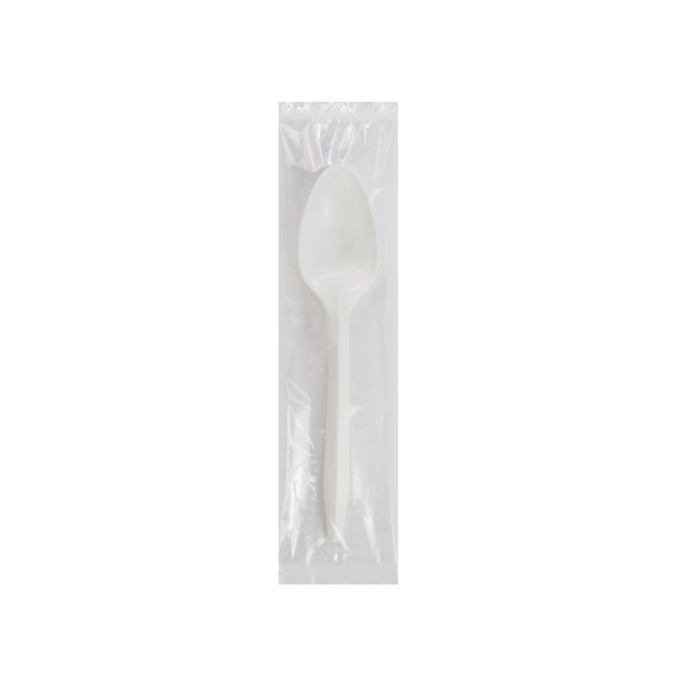 Medium PP Individually Wrapped Teaspoon, White (250 per Bag, 4 Bags per Case)