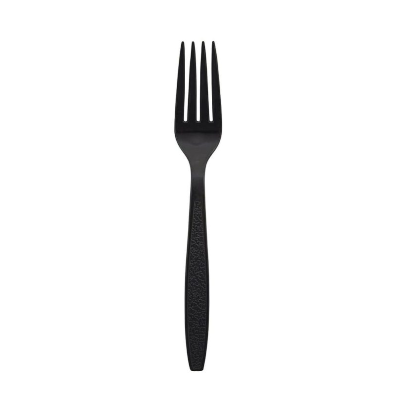 Heavy Weight Polystyrene Bagged Fork, Black (100 per Bag, 10 Bags per Case)