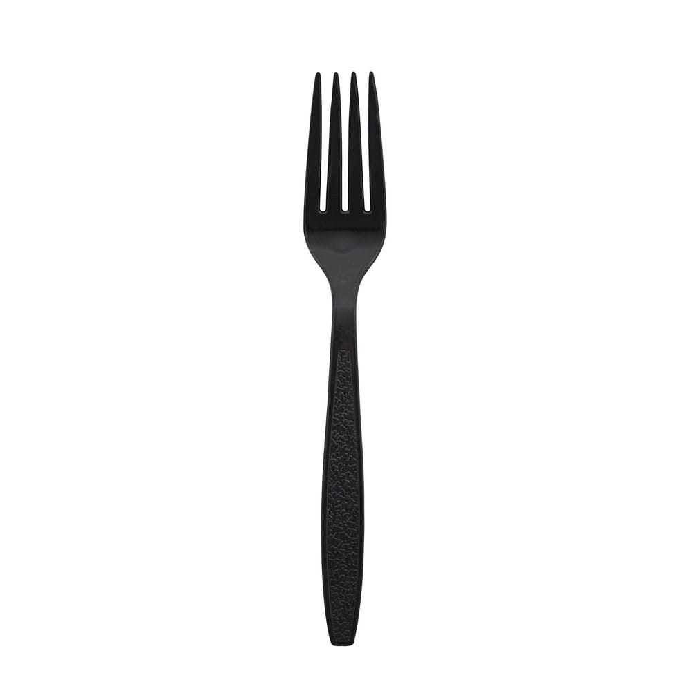 Heavy Weight Polystyrene Bagged Fork, Black (100 per Bag, 10 Bags per Case)