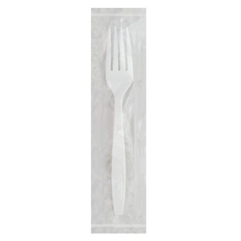 Heavy Weight Polystyrene Individually Wrapped Fork, White (250 per Bag, 4 Bags per Case)