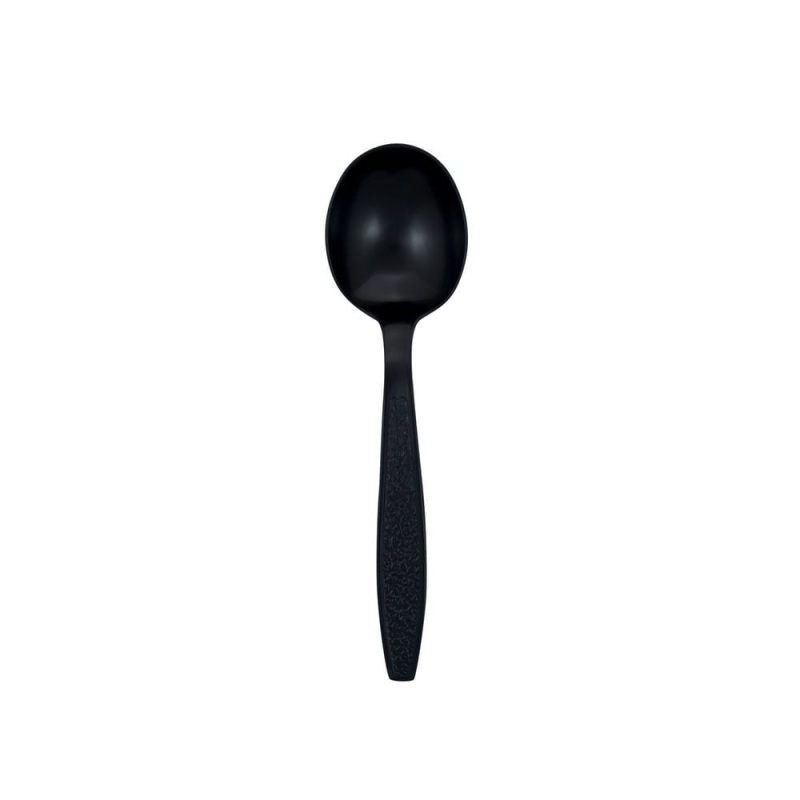 Heavy Weight Polystyrene Unwrapped Soup Spoon, Black (1000 per Case)