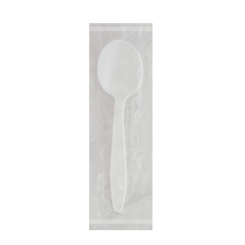 Heavy Weight Polystyrene Individually Wrapped Soup Spoon, White (250 per Bag, 4 Bags per Case)