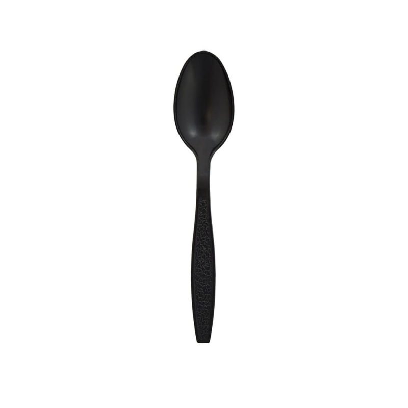 Heavy Weight Polystyrene Unwrapped Teaspoon, Black (1000 per Case)