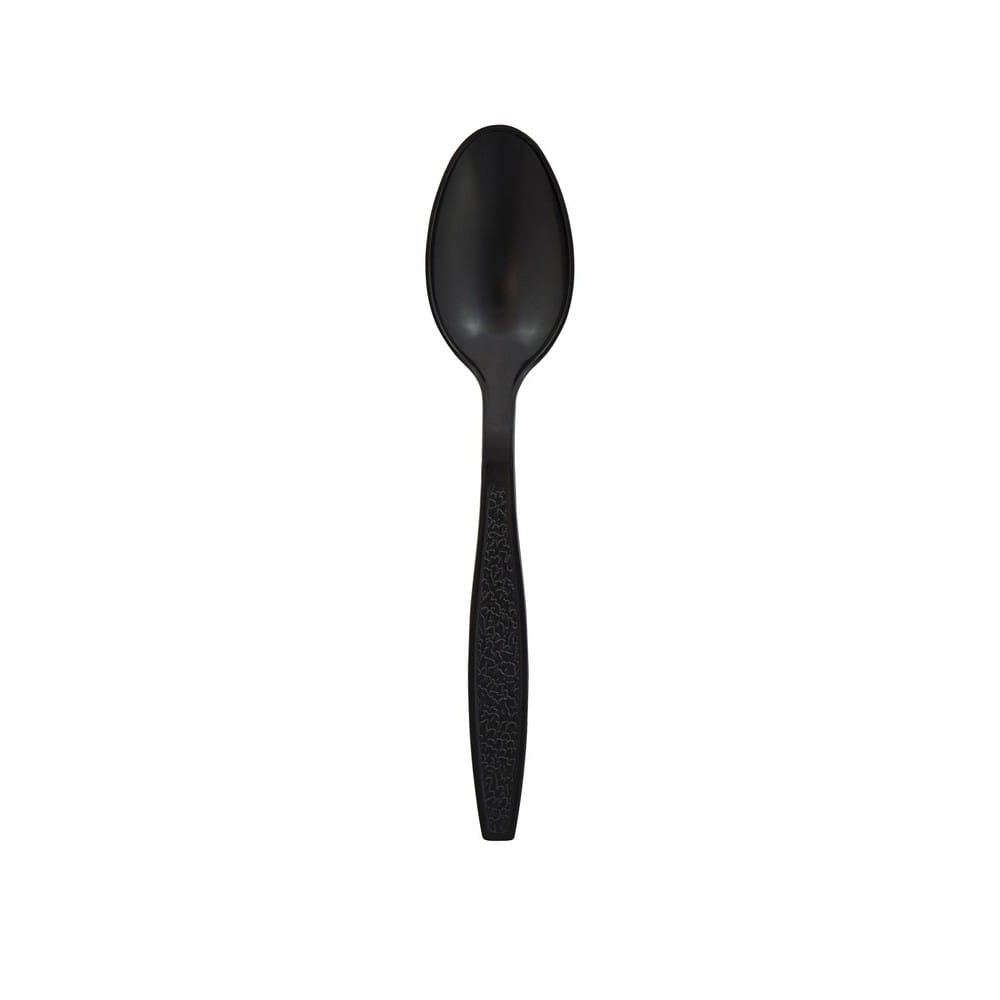 Heavy Weight Polystyrene Unwrapped Teaspoon, Black (1000 per Case)