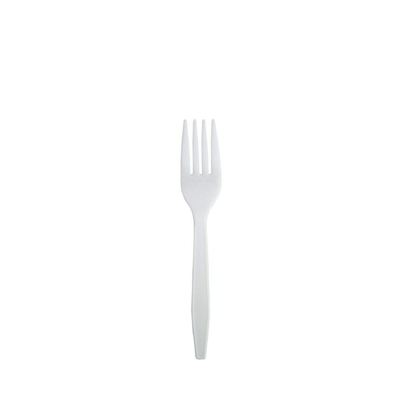 Medium Weight Polystyrene Unwrapped Fork, White (1000 per Case)