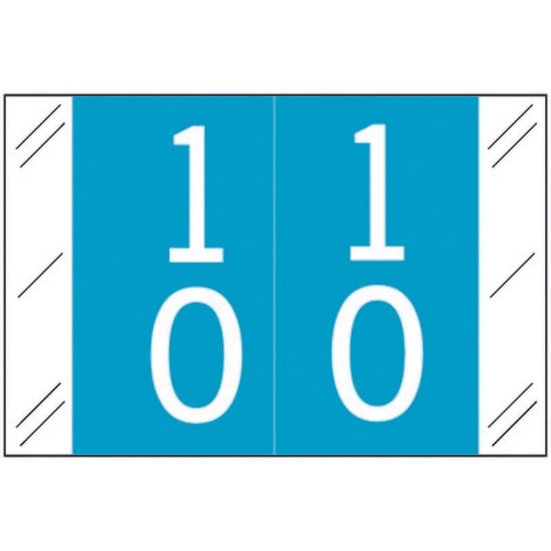 Barkley FDSTM Compatible Double Digit "10" Numeric Labels, 1-1/2" x 1", 60# Laminated Stock (Roll of 500)
