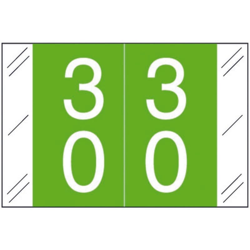 Barkley FDSTM Compatible Double Digit "30" Numeric Labels, 1-1/2" x 1", 60# Laminated Stock (Roll of 500)