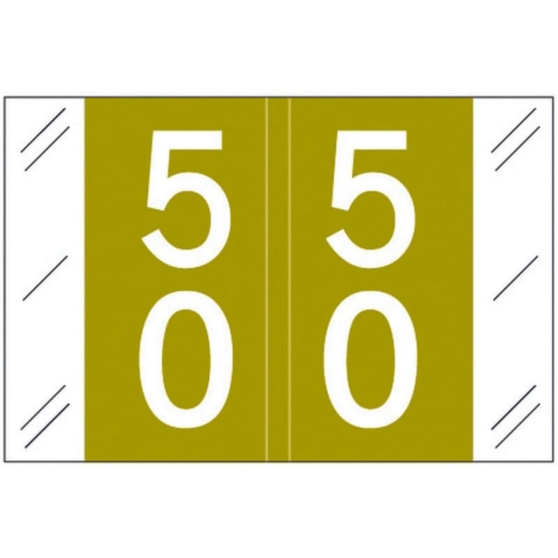 Barkley FDSTM Compatible Double Digit "50" Numeric Labels, 1-1/2" x 1", 60# Laminated Stock (Roll of 500)