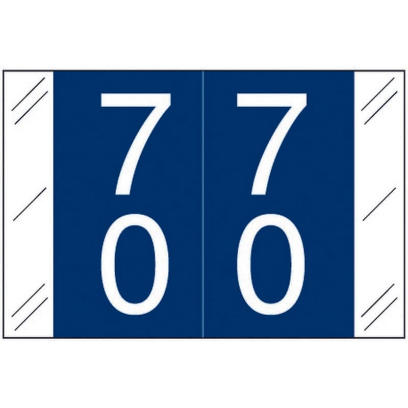 Barkley FDSTM Compatible Double Digit "70" Numeric Labels, 1-1/2" x 1", 60# Laminated Stock (Roll of 500)