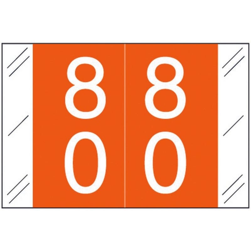 Barkley FDSTM Compatible Double Digit "80" Numeric Labels, 1-1/2" x 1", 60# Laminated Stock (Roll of 500)