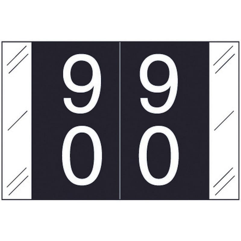 Barkley FDSTM Compatible Double Digit "90" Numeric Labels, 1-1/2" x 1", 60# Laminated Stock (Roll of 500)
