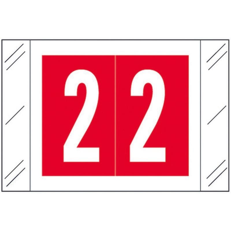Barkley FNSTM Compatible "2" Numeric Labels, 60# Laminated Stock, 1-1/2" x 1" Individual Numbers - Roll of 500