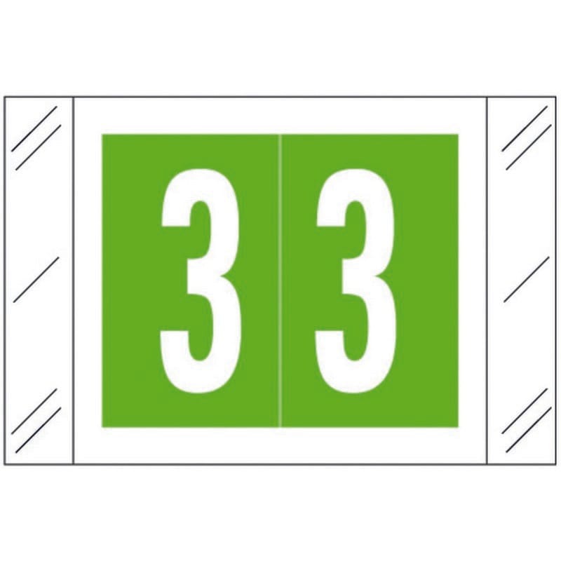 Barkley FNSTM Compatible "3" Numeric Labels, 60# Laminated Stock, 1-1/2" x 1" Individual Numbers - Roll of 500