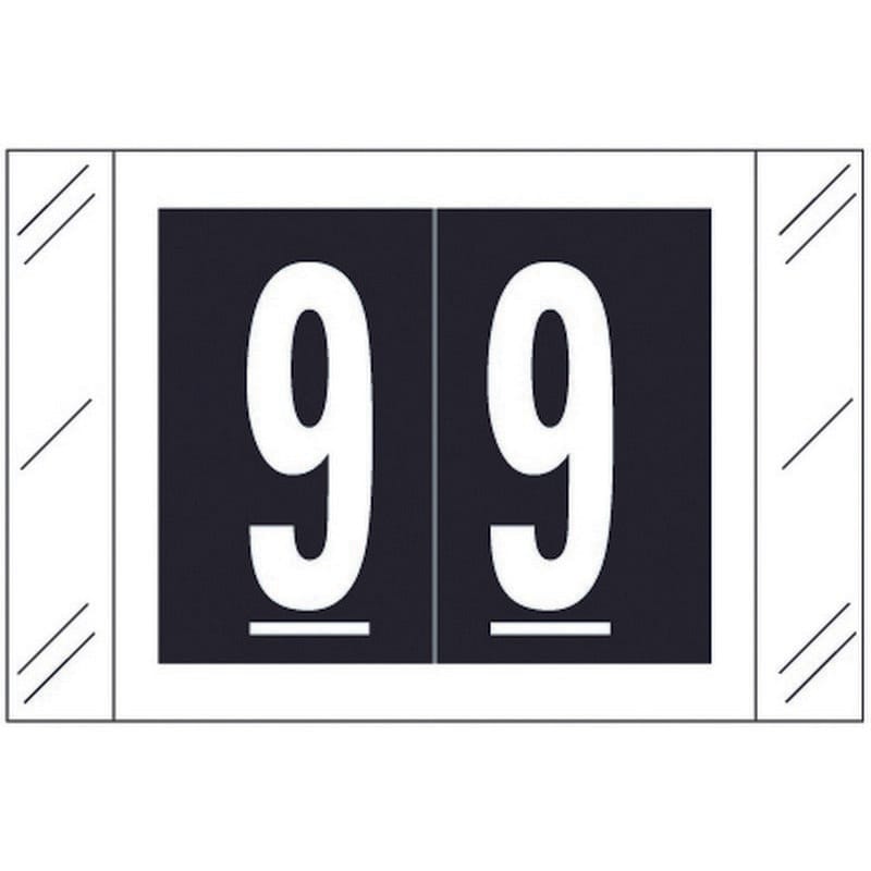 Barkley FNSTM Compatible "9" Numeric Labels, 60# Laminated Stock, 1-1/2" x 1" Individual Numbers - Roll of 500