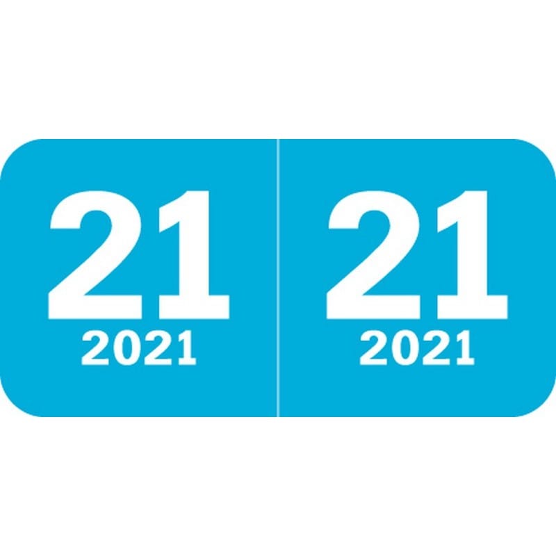 Col'R'Tab Compatible "21" Yearband Labels, Laminated Stock 1-1/2" x 3/4" - 500 per Roll