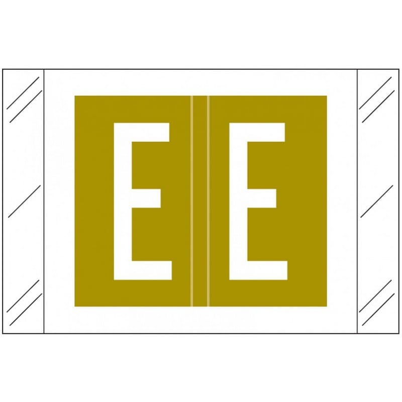 Tabbies Compatible "E" Labels, Polylaminated 100# Stock, 1 " X 1-1/2" Individual Letters - Roll of 500