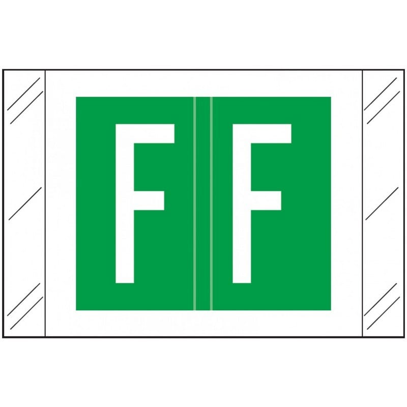 Tabbies Compatible "F" Labels, Polylaminated 100# Stock, 1 " X 1-1/2" Individual Letters - Roll of 500