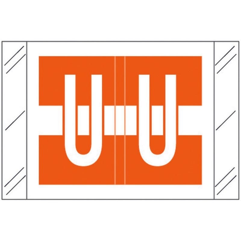Tabbies Compatible "U" Labels, Polylaminated 100# Stock, 1 " X 1-1/2" Individual Letters - Roll of 500