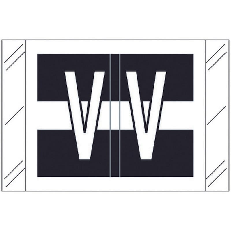 Tabbies Compatible "V" Labels, Polylaminated 100# Stock, 1 " X 1-1/2" Individual Letters - Roll of 500