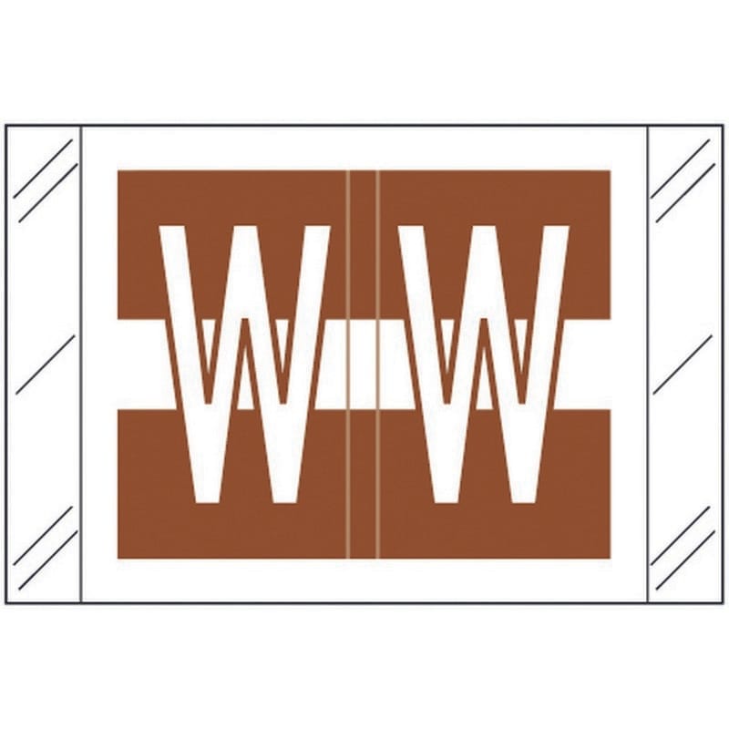 Tabbies Compatible "W" Labels, Polylaminated 100# Stock, 1 " X 1-1/2" Individual Letters - Roll of 500