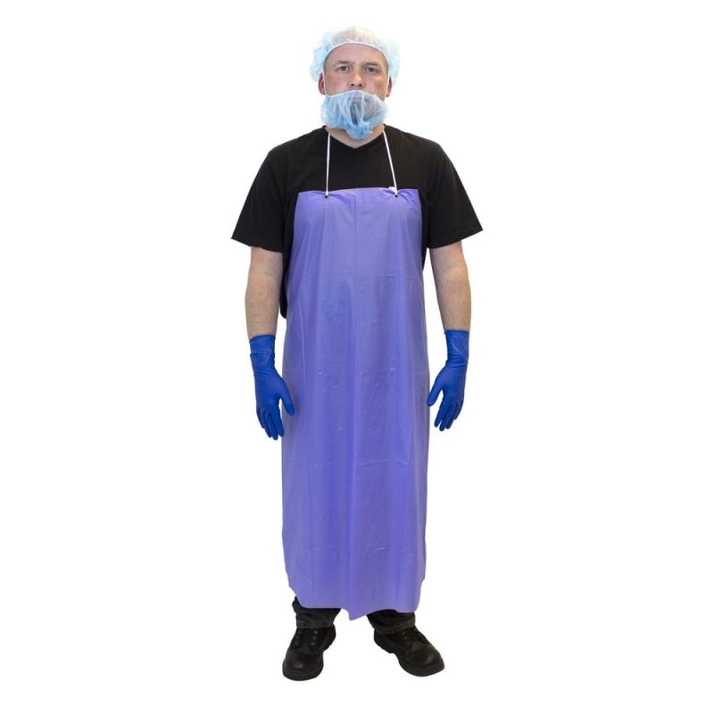 6 Mil, Blue, Vinyl, 35" x45", Raw Edge Apron, w/String Ties (1 Dozen)