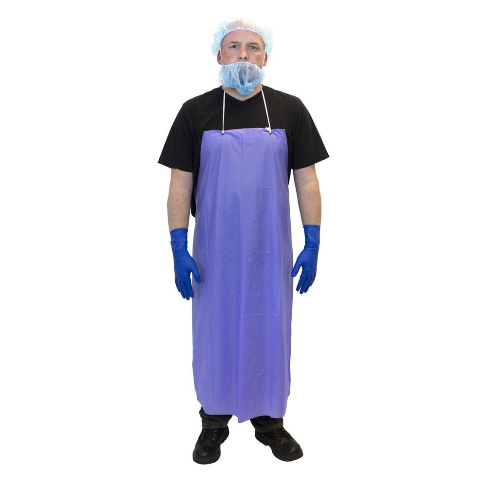 6 Mil, Blue, Vinyl, 35" x45", Raw Edge Apron, w/String Ties (1 Dozen)